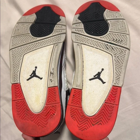 Nike Air Jordan 4 Retro White Black Red Sneakers - Picture 5 of 8